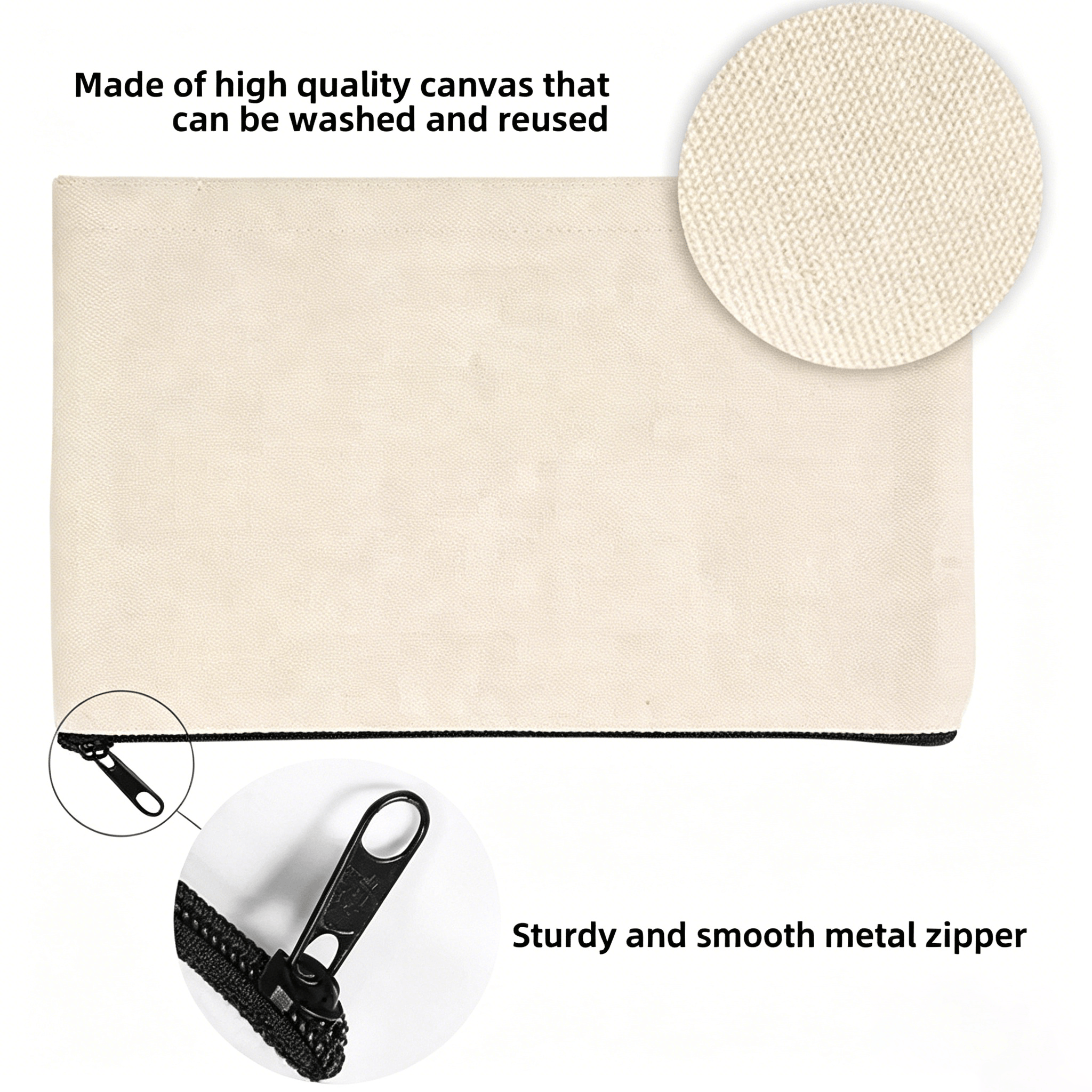 Canvas Pencil Case — Minimalist Flat Pen Pouch (3)