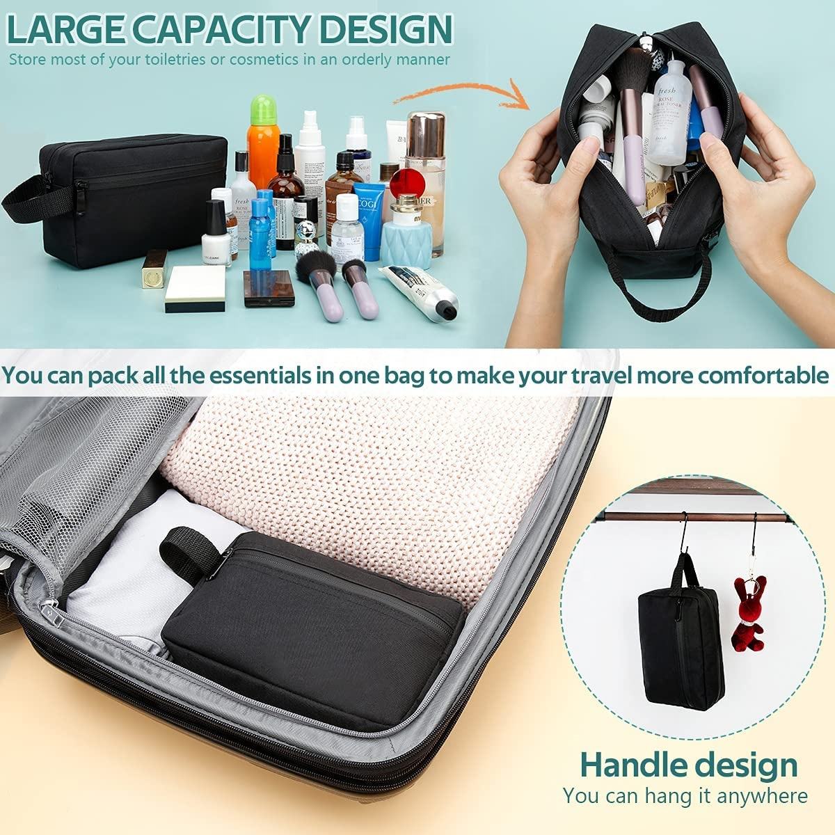 Oxford Cosmetic Bag — Compact Travel Toiletry Organizer (4)